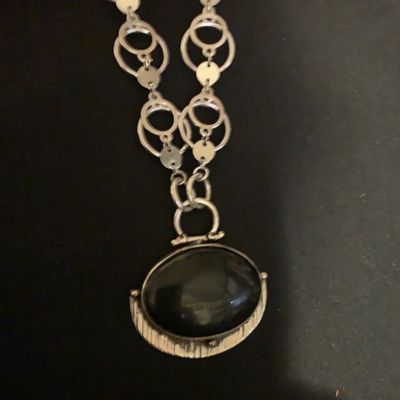 ONE OF A KIND: Onyx Pendant Woven Loop Jump Chain Necklace - Picture 8 of 9